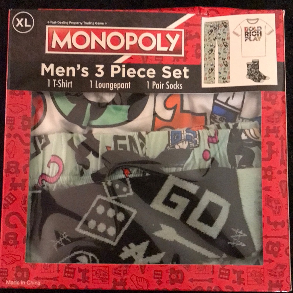 Mens 3 piece pajamas set